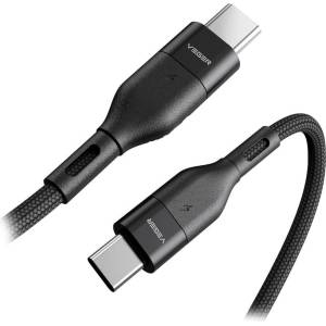 VEGER Кабел с въжена оплпетка и бързо зареждане за устройства с USB-C порт - Veger USB-C to USB-C Cable 100W (150 см) (черен) (CC02)