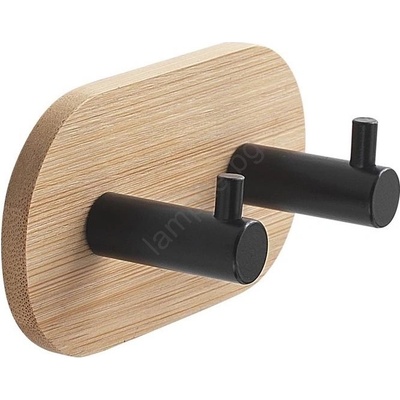 Gedy - Самозалепващ се стенна закачалка за кърпи HIMALAYA черен/бамбук (SH0003)