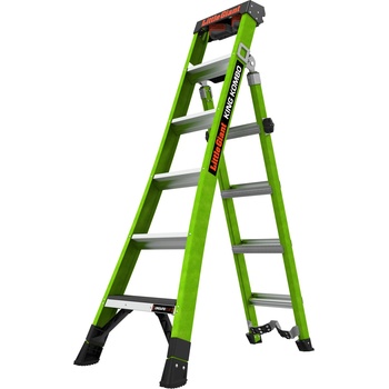 Little Giant Ladder Двураменна стълба от фибростъкло 6+4 стъпала, Little Giant KING KOMBO XT, със звукова система Ground Cue (13936-071)
