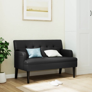 vidaXL Пейка с облегалка, черна, 112x65, 5x75 см, изкуствена кожа (372153)