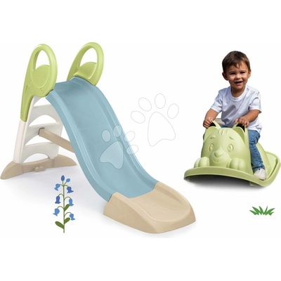 Smoby Set šmykľavka s vodnou dráhou s dĺžkou šmyku 150 cm Toboggan GM Slide Life a zelená hojdačka na zem