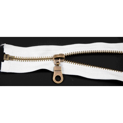 Deliteľný kovový starokovový zips č.5 viac farieb - dĺžka (30 - 100 cm) 45 cm biela