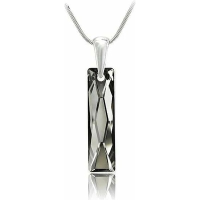 Swarovski Elements Stříbrný náhrdelník šedo černý obdélník 34244.5 Silver Night