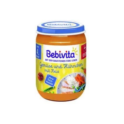 Bebivita Пюре Bebivita, Ориз, зеленчуци и пилешко месо, 190гр, 4018852103219
