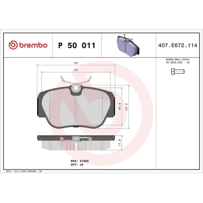 BREMBO P 50 011 Sada brzdových destiček, kotoučová brzda (P50011)