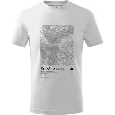 Sněžka vrstevnice v obdélníku Tričko dětské bavlněné Bílá