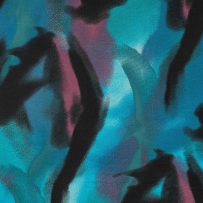 Strima Viscose Stretch Print - dusty flames, petrolejová