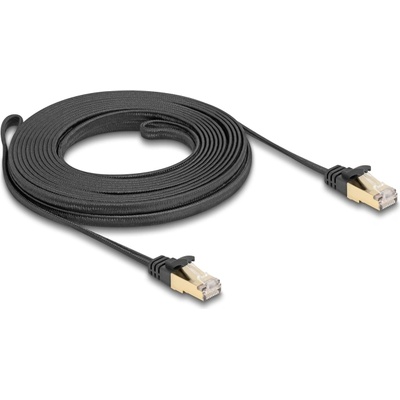 Delock RJ45 плосък мрежов кабел с плетена обвивка Cat. 6A U/FTP мъжки към мъжки 7, 5 м черен