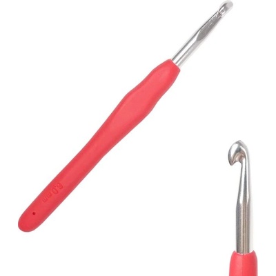 Háček s pogumovanou ručkou 6mm červený