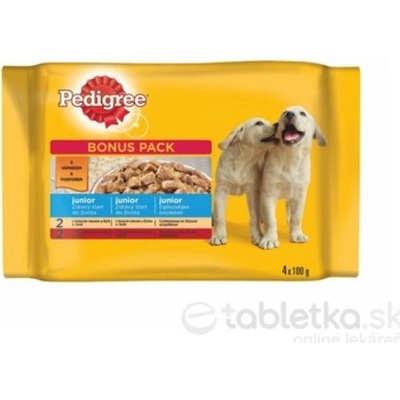 Mars PEDIGREE kapsička JUNIOR Multipack kura&ryža v želé hovädzie&ryža v želé 4 x 100 g