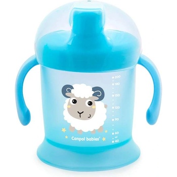 Canpol babies Неразливаща се чаша с твърд накрайник и капаче Canpol - Bunny and Company, 200 ml, Синя (31/300_blu)