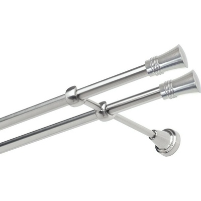 OK-GarnýžeCZ Garnýž kovová dvouřadá 19mm Capri double nerez 240 cm do stěny / na tunýlek - bez kroužků