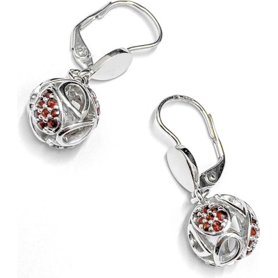 Zlatnictví Zlatíčko Stříbrné visací náušnice kuličky s granáty 970.00005