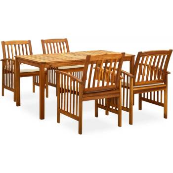 vidaXL 3058086 5 Piece Garden Dining Set with Cushions Solid Acacia Wood (45962+2x312128) (3058086)