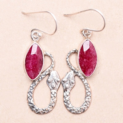 Nefertitis Rubín indický upravený náušnice stříbro Ag 925 67869 NF52370 - 2,6 cm, 4,5 g