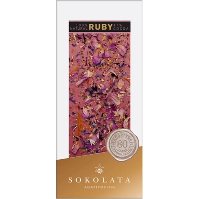 Sokolata Agapitos Ruby zdobená okvětními lístky 100 g