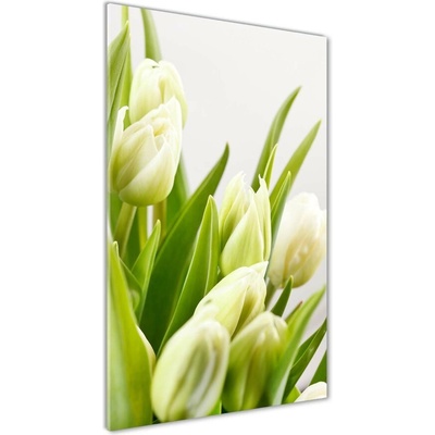 Vertikálny foto obraz fotografie na skle Biele tulipány 50x100 cm