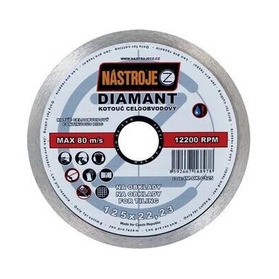 Nástroje cz Kotouč diamantový celoobvodový 125 x 1,6 x 22,2 mm IM-DK-C125