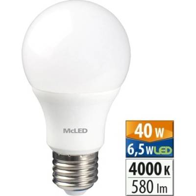 McLED LED žárovka 6,5W 580lm 4000K 180° E27