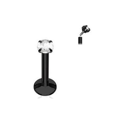 Šperky4U piercing do brady černý, čirý kamínek LB01081K-1208