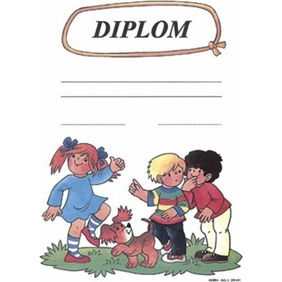 Diplom: Děti a psík / formát A4 karton silný