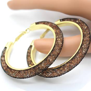 HARAHU Обеци re-3315 - Златна / Черна kp3315 (re-3315)