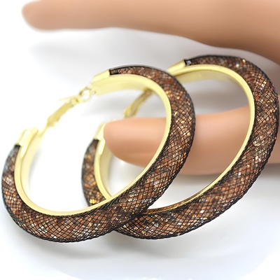 HARAHU Обеци re-3315 - Златна / Черна kp3315 (re-3315)