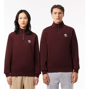 Lacoste Блуза Lacoste High Neck Zip-Up Print Sweatshirt - red maroon
