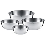 WMF Gourmet bowl set 4 pieces, stainless steel bowls for the kitchen 0.75l - 2.75l, stainless steel mixing bowl, salad bowl, serving bowl, Cromargan, stackable - 645709990 (645709990)