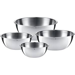 WMF Gourmet bowl set 4 pieces, stainless steel bowls for the kitchen 0.75l - 2.75l, stainless steel mixing bowl, salad bowl, serving bowl, Cromargan, stackable - 645709990 (645709990)