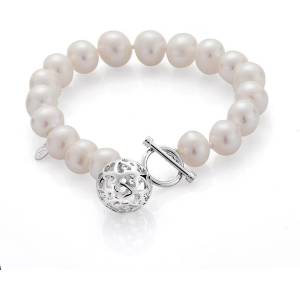 Swan Гривна със сладководни бели перли R1667BW Swan