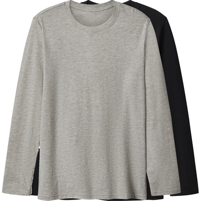 esmara Men pánské triko s dlouhými rukávy 2 kusy černá/šedá – Zboží Dáma