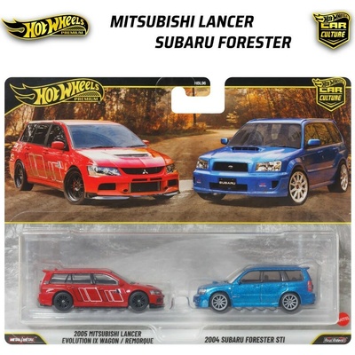 Mattel Hot Wheels Premium Car Culture TwinPack 2005 Mitsubishi Lancer EVO IX Wagon a 2004 Subaru Forester STI