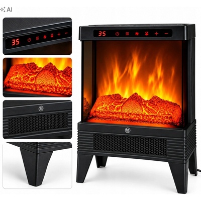 SilverCrest Elektrický volně stojící krb s topením 1500 W černý