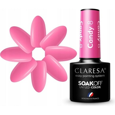 Claresa Hybridní lak na nehty UV/LED 5g - Candy 8 Růžová Pink