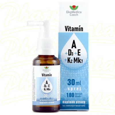 EkoMedica Vitamín A+D3+E+K2 Mk7 sprej 30 ml