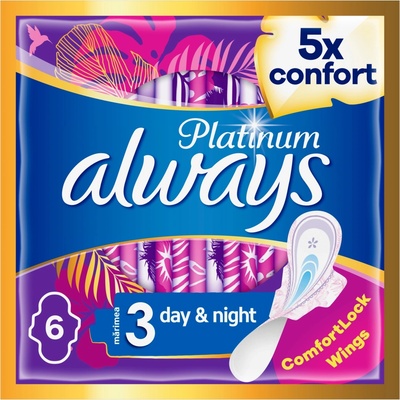 Always Platinum Ultra Night hygienické vložky s krídelkami 6 ks