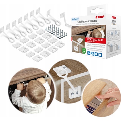 Reer zámek na dveře a zásuvky 8ks bílý