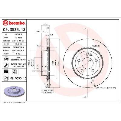 BREMBO Brzdový kotúč 09.D533.13