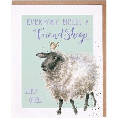 Přání "Friendsheep" - Ovce a ptáček