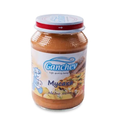 Ганчев пюре Обедно меню Мусака 8м+