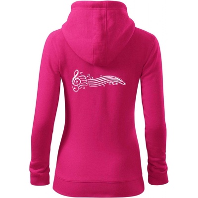 Noty vlna mikina dámska trendy zipper s kapucňou Purpurová