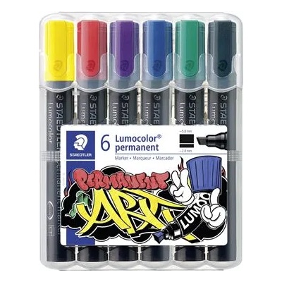 STAEDTLER Комплект маркери за алкохол, 2-5 мм, изрязани, STAEDTLER "Lumocolor 350", 6 различни цвята 350 WP6-1 (350 WP6-1)