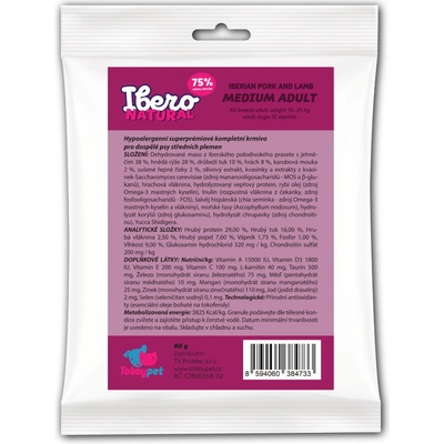 Ibero Natural Adult Dog Medium Pork & Lamb 80 g