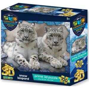 Prime 3D puzzle - ges Снежни леопарди 100 части (46pr-13969)