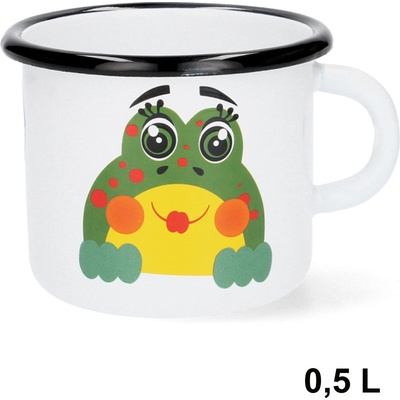 EMALIA RYBNIK 1431 Smaltovaný hrnček žabkal biely 500 ml