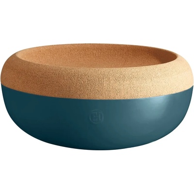 Emile henry (Франция) Керамична купа (фруктиера) с корков капак emile henry large storage bowl - Ø36 см - цвят синьо-зелен (eh 8765-97)