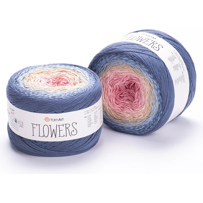 Yarn Art příze Flowers 262 růžová, béžová a jeans