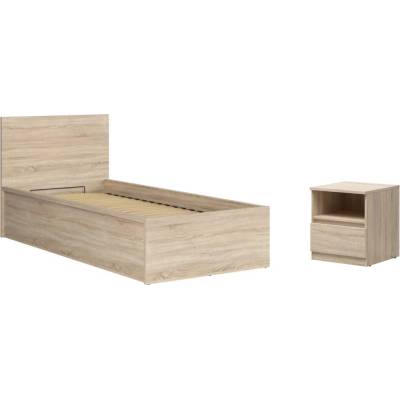 BRW Tetrix B s nočním stolkem dřevo světle hnědé deska S442-LOZ/90/B+KOM1S