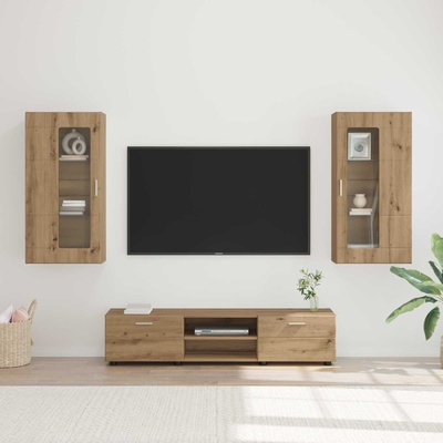 vidaXL Комплект ТВ шкаф с чекмедже FLORIN 3 pcs Дъб Инженерно дърво (3397933)